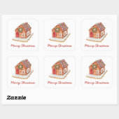 Merry kerst Gingerbrood House Vierkante Sticker (Vel)
