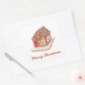 Merry kerst Gingerbrood House Vierkante Sticker (Envelop)