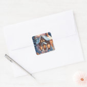 Merry kerst Gingerbrood House Vierkante Sticker (Envelop)