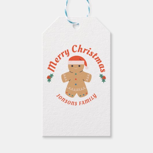 Merry kerst Gingerbrood Man Cadeaulabel (Voorkant)
