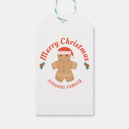 Merry kerst Gingerbrood Man Cadeaulabel (Achterkant)