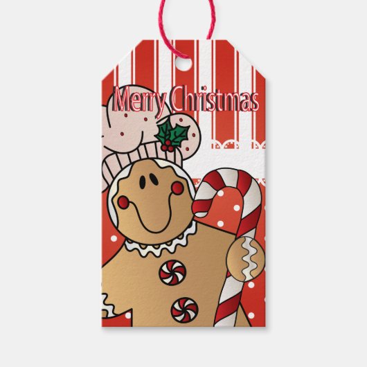 Merry kerst Gingerbrood Man Cadeaulabel (Voorkant)