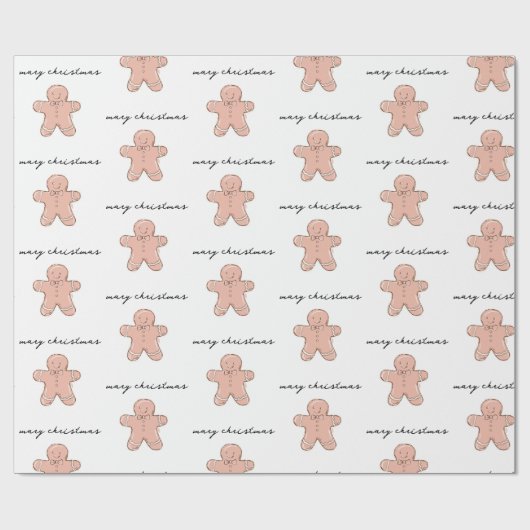 Merry kerst Gingerbrood Man Cadeaupapier (Vlak)