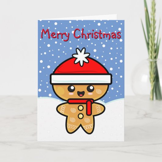Merry kerst Gingerbrood Man Feestdagen Kaart (Voorkant)