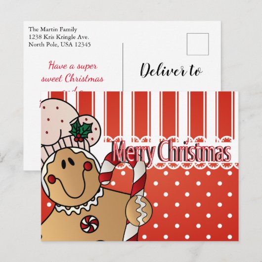 Merry kerst Gingerbrood Man Feestdagenkaart (Voorkant / Achterkant)