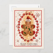 Merry kerst Gingerbrood Man Feestdagenkaart (Voorkant / Achterkant)