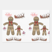 Merry kerst Gingerbrood Man Inpakpapier Vel (Voorkant 3)