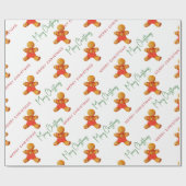 Merry kerst Gingerbrood Man Patroonscript Cadeaupapier (Vlak)