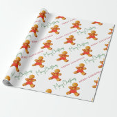 Merry kerst Gingerbrood Man Patroonscript Cadeaupapier (Uitgerold)
