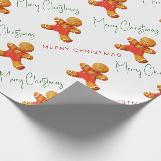 Merry kerst Gingerbrood Man Patroonscript Cadeaupapier (Hoek)