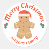 Merry kerst Gingerbrood Man Ronde Sticker (Voorkant)