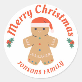 Merry kerst Gingerbrood Man Ronde Sticker