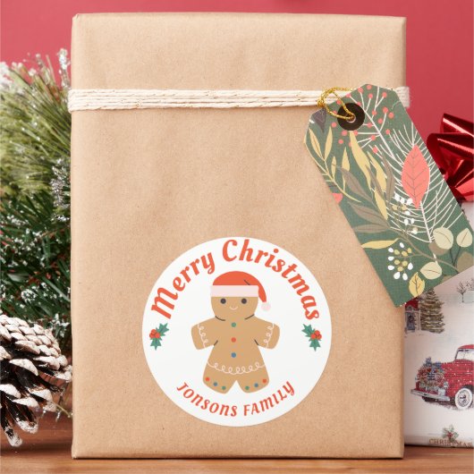 Merry kerst Gingerbrood Man Ronde Sticker (Feestdagen)