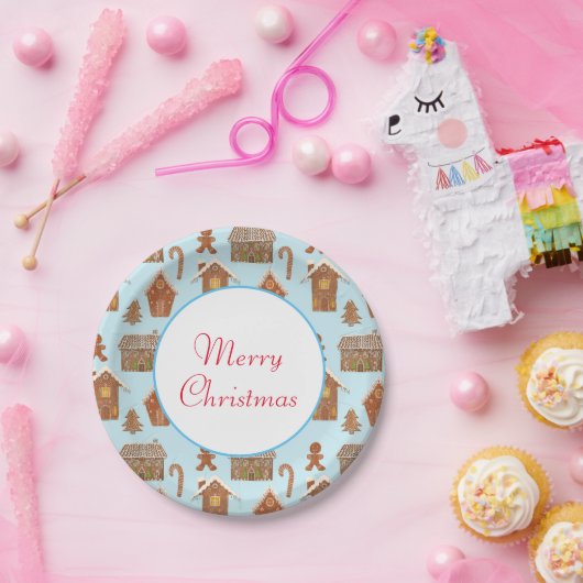 Merry kerst Gingerbrood Patroon Papieren Bordje (Feest)