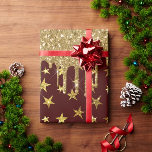 Merry kerst - glitter star cadeaupapier (Feestdagen Geschenken)