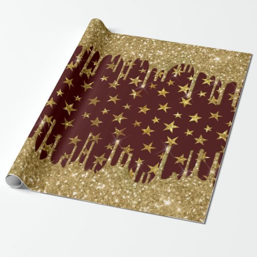 Merry kerst - glitter star cadeaupapier (Uitgerold)