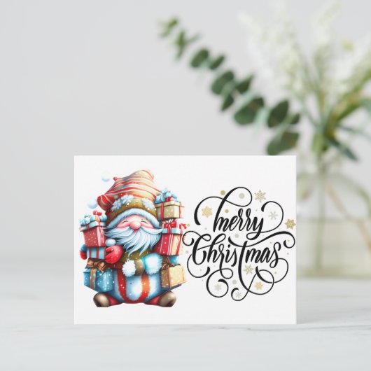 Merry kerst gnome briefkaart (Staand voorkant)