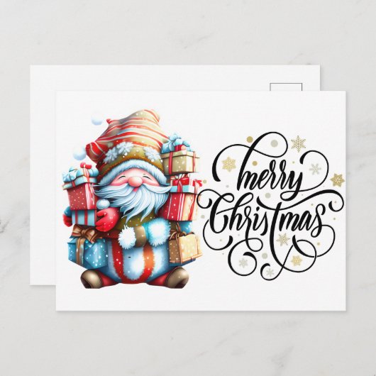 Merry kerst gnome briefkaart (Voorkant / Achterkant)