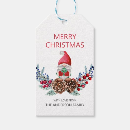 Merry kerst gnome cadeaulabel (Voorkant)