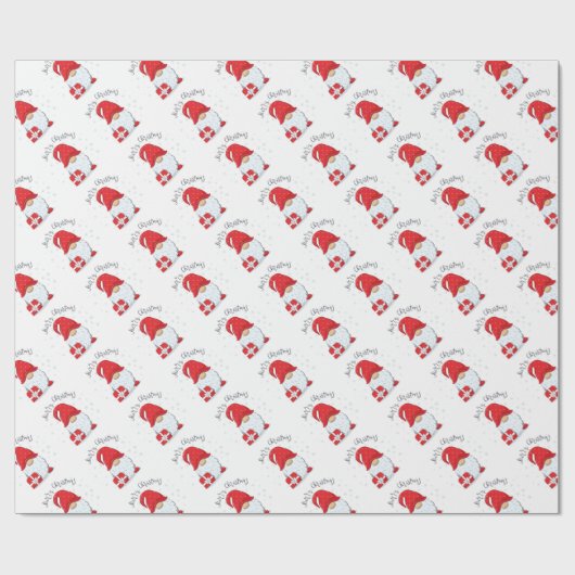 Merry kerst gnome cadeaupapier (Vlak)