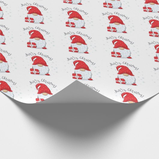 Merry kerst gnome cadeaupapier (Hoek)