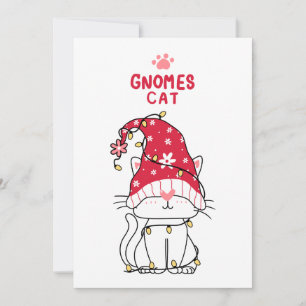 Merry kerst Gnome Cat Feestdagenkaart
