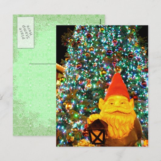 Merry kerst gnome feestdagenkaart (Voorkant / Achterkant)