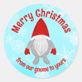 Merry kerst gnome ronde sticker (Voorkant)