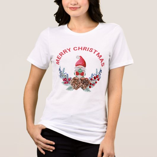 Merry kerst gnome Tri-Blend shirt (Voorkant)