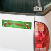 Merry kerst gnomen Red Stockings Green Swirls Bumpersticker (Op Truck)