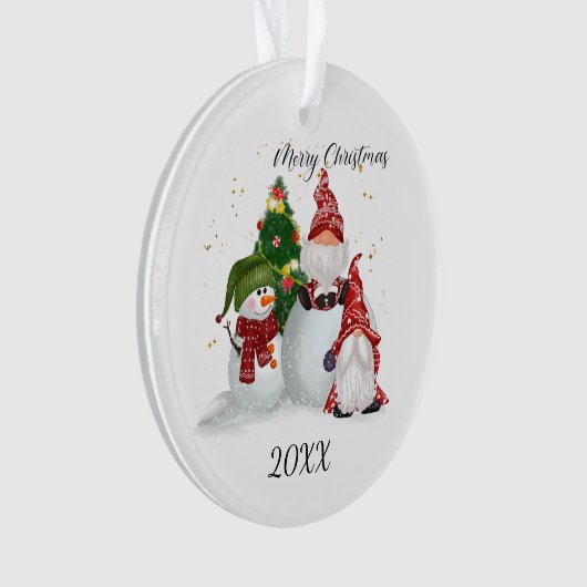 Merry kerst Gnomes Snowman Ornament (voorkant)