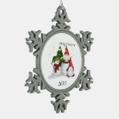 Merry kerst Gnomes Snowman Tin Sneeuwvlok Ornament (Links)