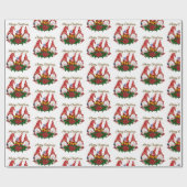 Merry kerst Gnomes Trendy Cute Fun Holiday Cadeaupapier (Vlak)
