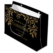 Merry kerst Gold Foil Holly Garland Large Cadeautasje (Voorkant Gekanteld)