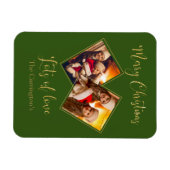 Merry kerst Gold Fotonaam Green Magnet Magneet (Horizontaal)