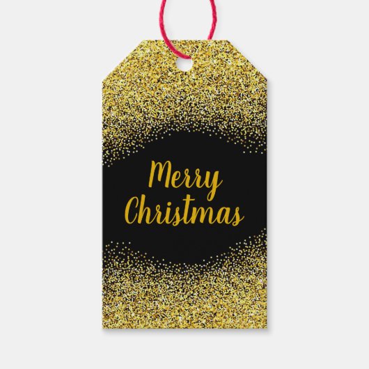 Merry kerst Gold Glitter Cadeaulabel (Voorkant)