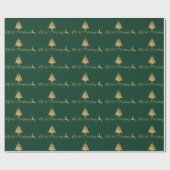 Merry kerst Gold Green Pattern Typografie Cadeaupapier (Vlak)