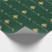 Merry kerst Gold Green Pattern Typografie Cadeaupapier (Hoek)