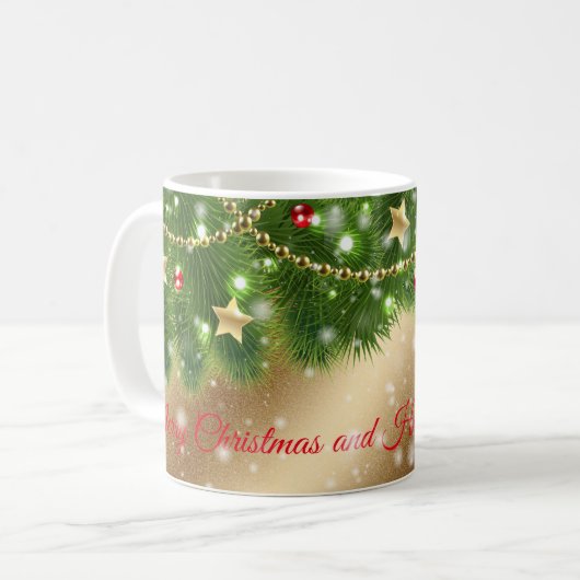 Merry kerst Gold Koffiemok (Voorkant links)
