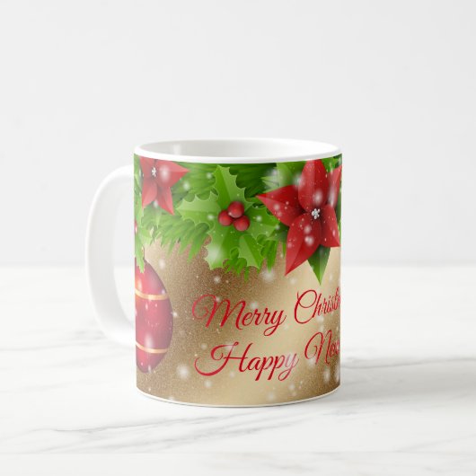 Merry kerst Gold Koffiemok (Voorkant links)