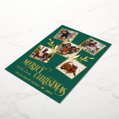 Merry kerst Gold Photo Collage Green Folie Feestdagenkaart (Gedraaid)