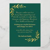 Merry kerst Gold Photo Collage Green Folie Feestdagenkaart (Achterkant)