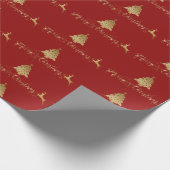 Merry kerst Gold Red Pattern Typografie Cadeaupapier (Hoek)