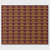 Merry kerst Gold Script Burgundy Maroon Cadeaupapier (Vlak)