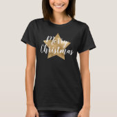 Merry kerst Gold Star Black T-shirt (Voorkant)