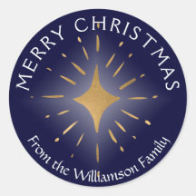 Merry kerst Gold Star Navy Blue