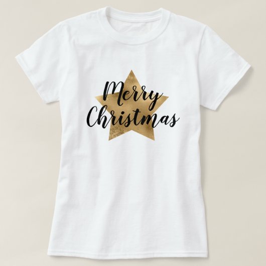 Merry kerst Gold Star T-shirt (Design voorkant)
