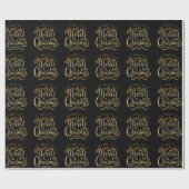 Merry kerst Gold Typografie Black Chic Cadeaupapier (Vlak)