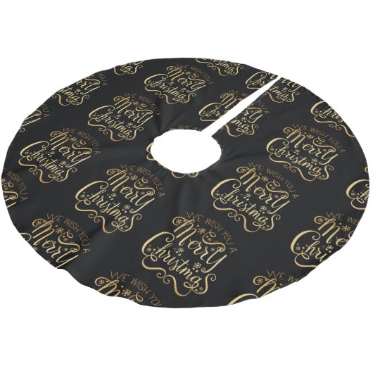 Merry kerst Gold Typografie Black Chic Kerstboom Rok (Gekanteld)