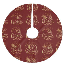 Merry kerst Gold Typografie Red Chic Kerstboom Rok